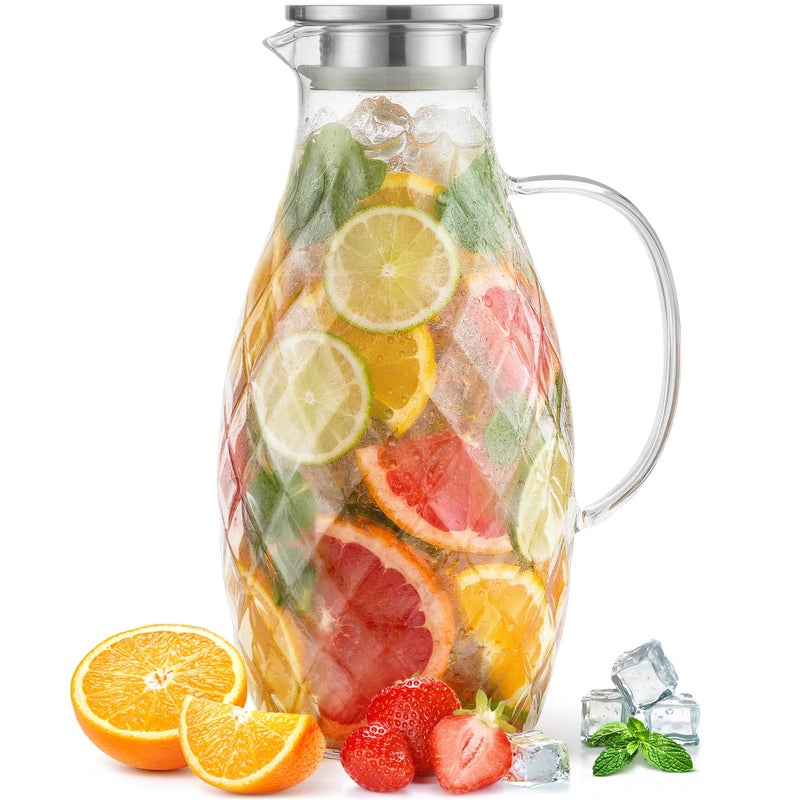 PJCKitchen Glass Pitcher with Lid and Spout - 3 Liter / 100 oz, Borosilicate Glass w/Handle - Carafe for Hot/Cold Beverages - Water Jug - Iced Tea Pitcher - Juice Server - by PJC-Kitchen - Image 1